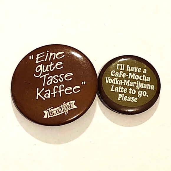 *5 for $20* Timothy's Coffee and Latte Button Set - Picture 1 of 2